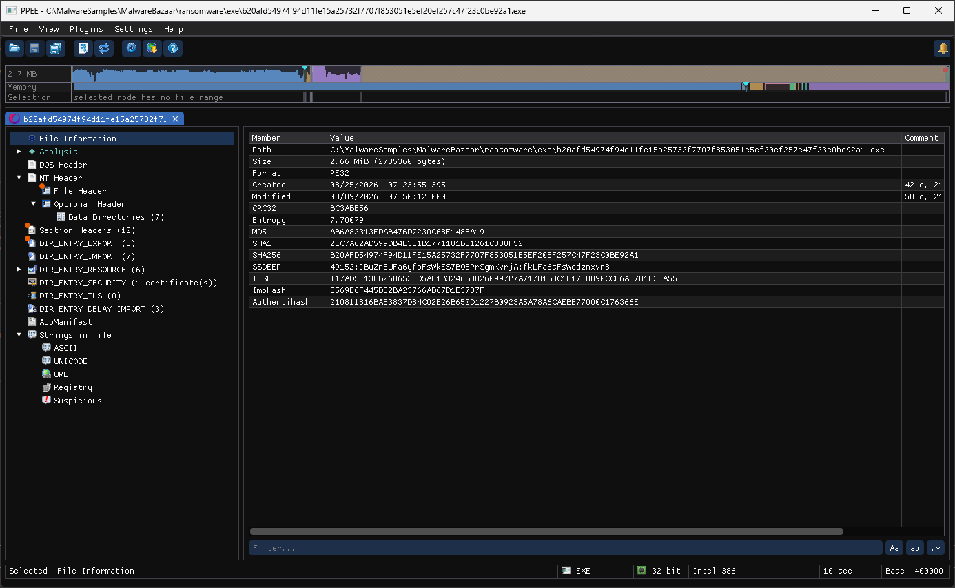 PPEE main window on Windows